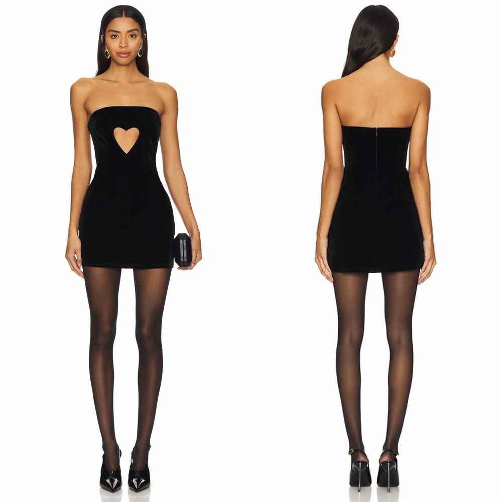 More To Come/Revolve Sz‎ XS Velvet Strapless Mini Dress Heart Cut Out Romantic